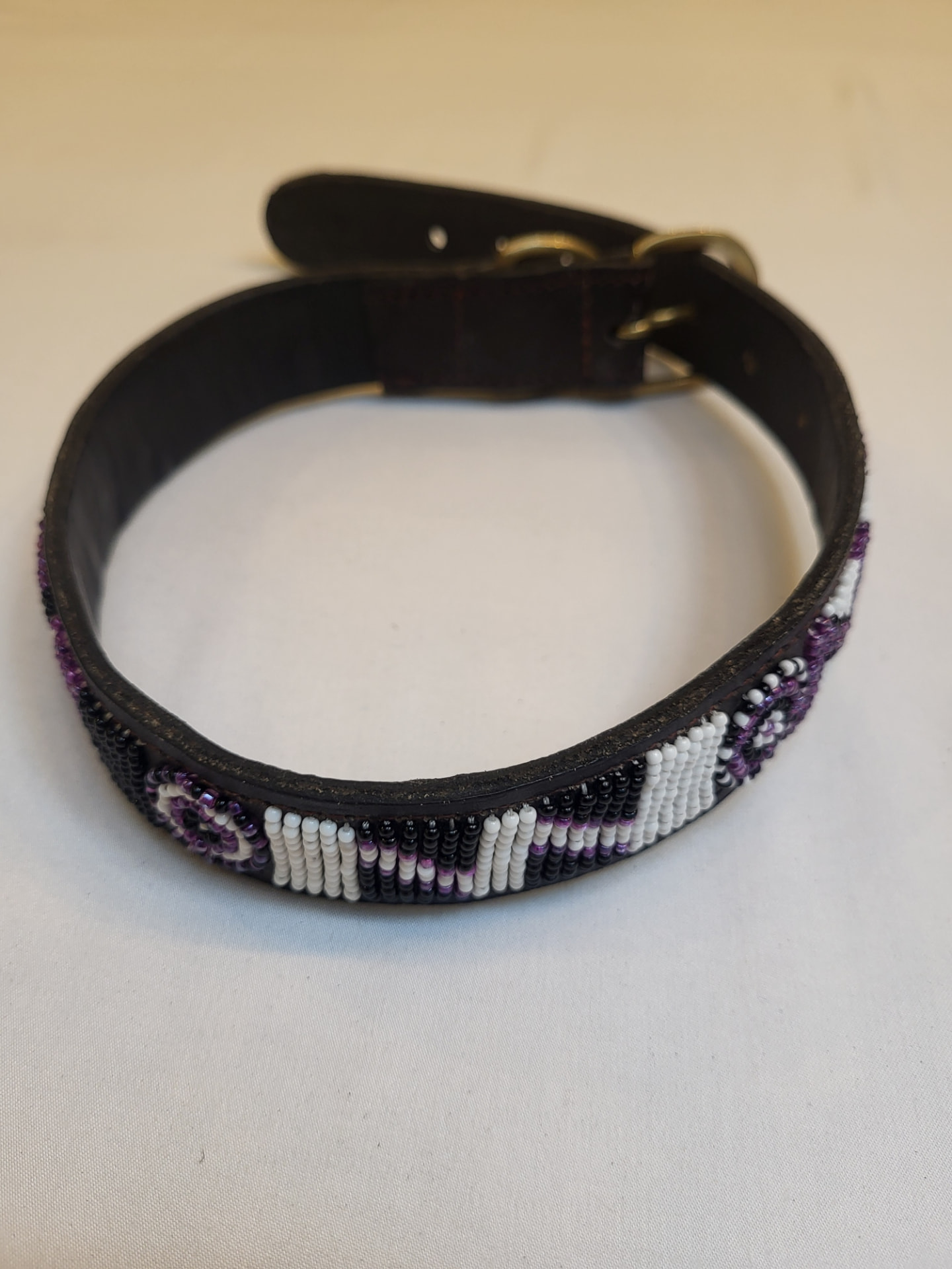 Purple Rosette Beaded Dog Collar