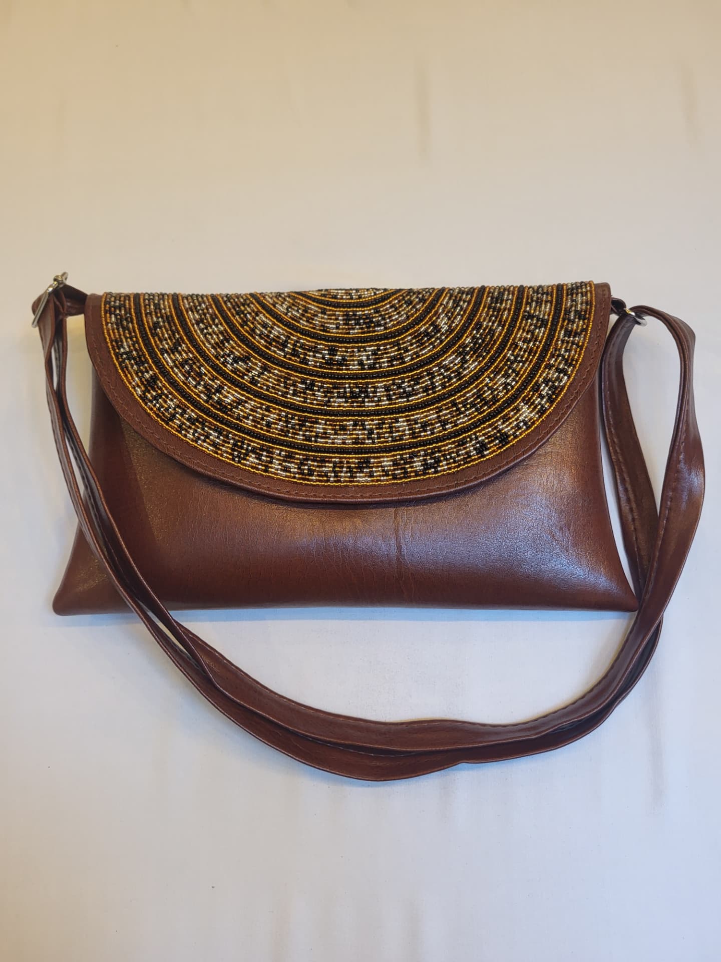 Chestnut Beaded Crossbody Bag — Earth Tones
