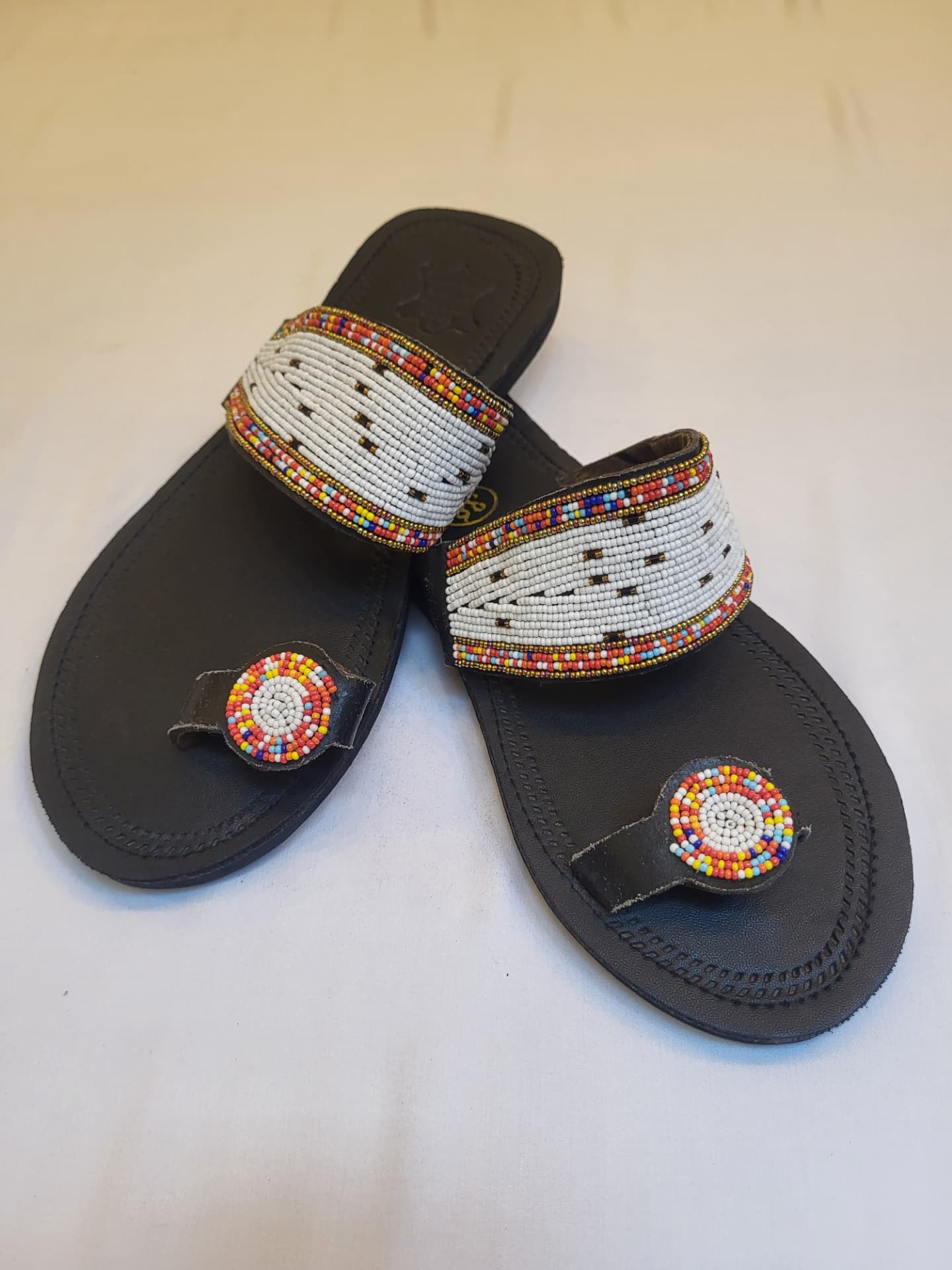 Classic White Beaded Sandals