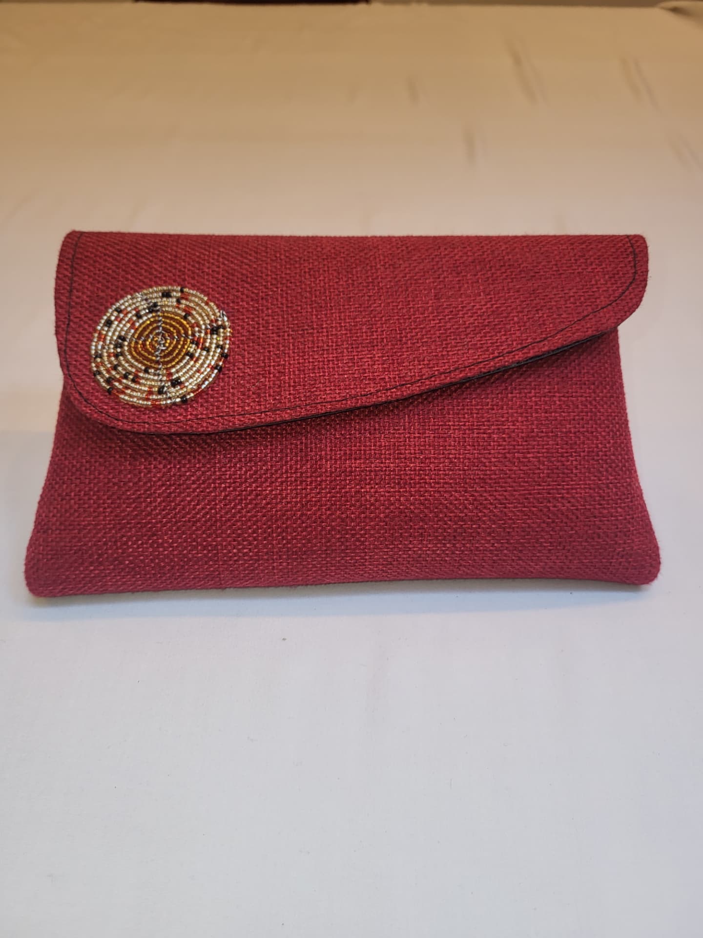 Burgundy Woven Evening Clutch