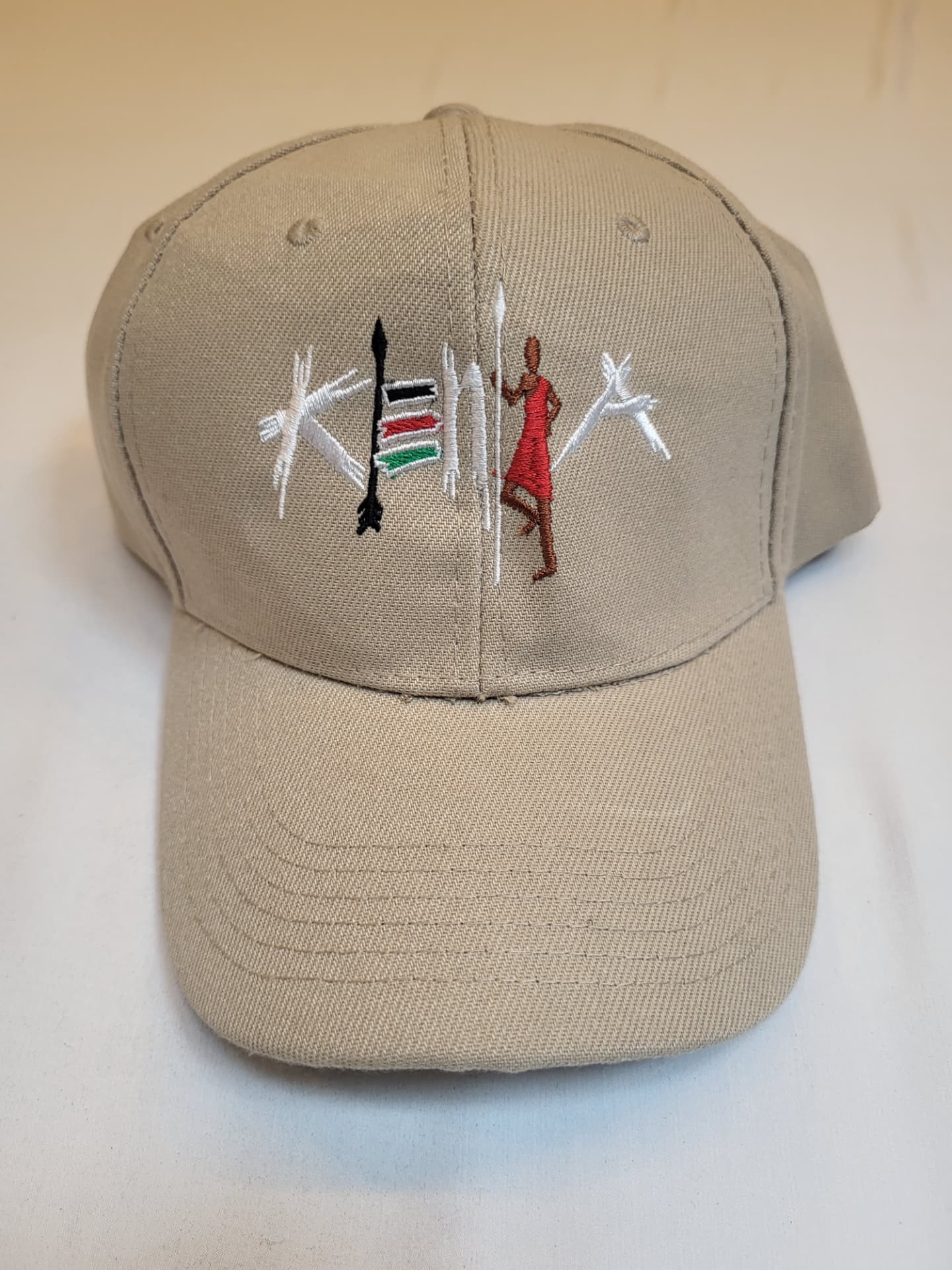 Kenya Cap — Sand, Maasai Warrior Embroidery