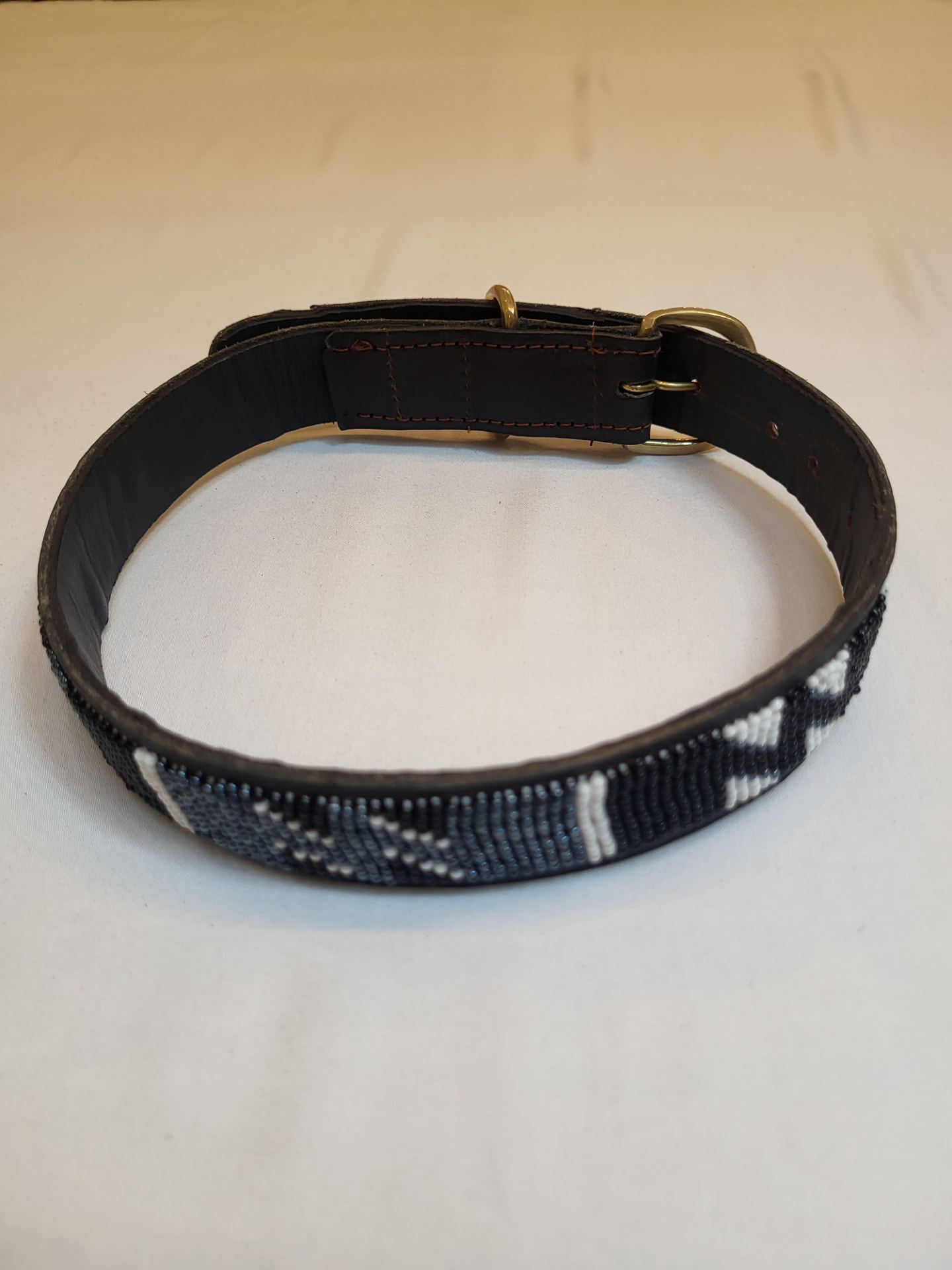 Grey Chevron Beaded Dog Collar