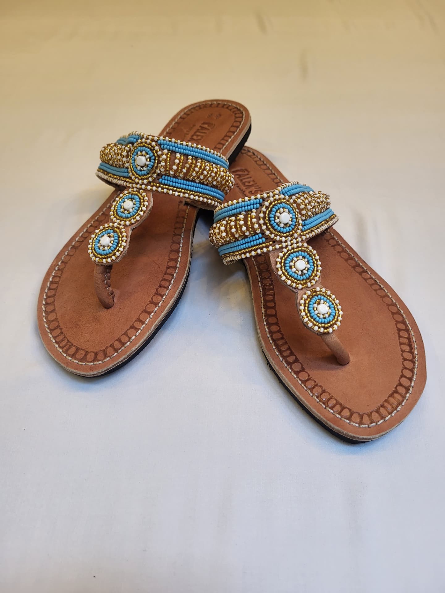 Ocean Blue Beaded Sandals