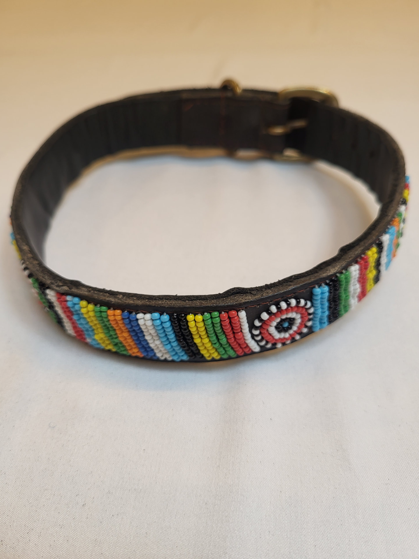 Rainbow Rosette Beaded Dog Collar