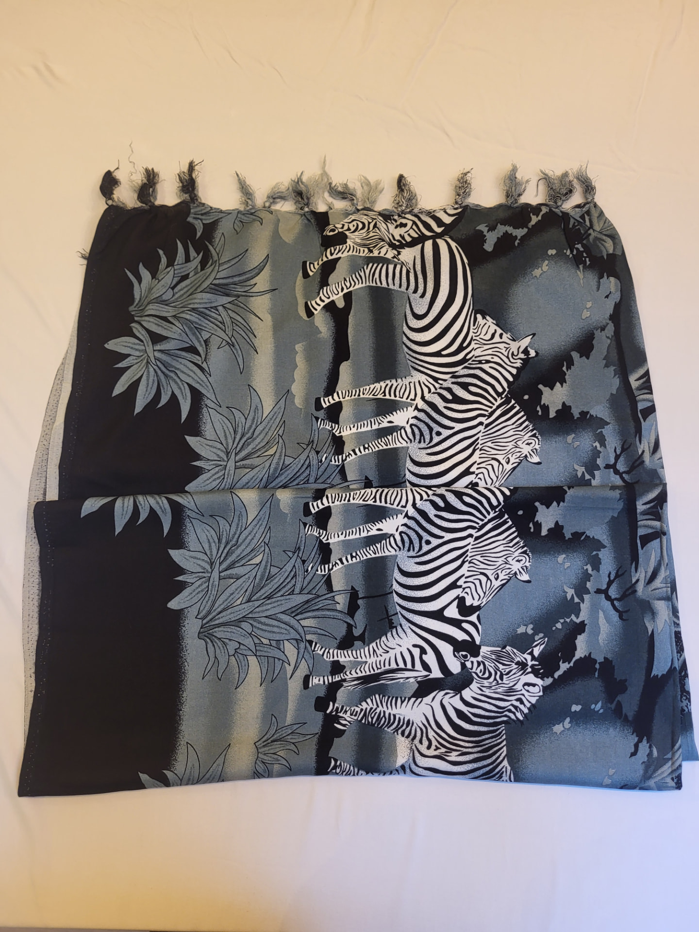 Zebra Safari Sarong — Slate Blue