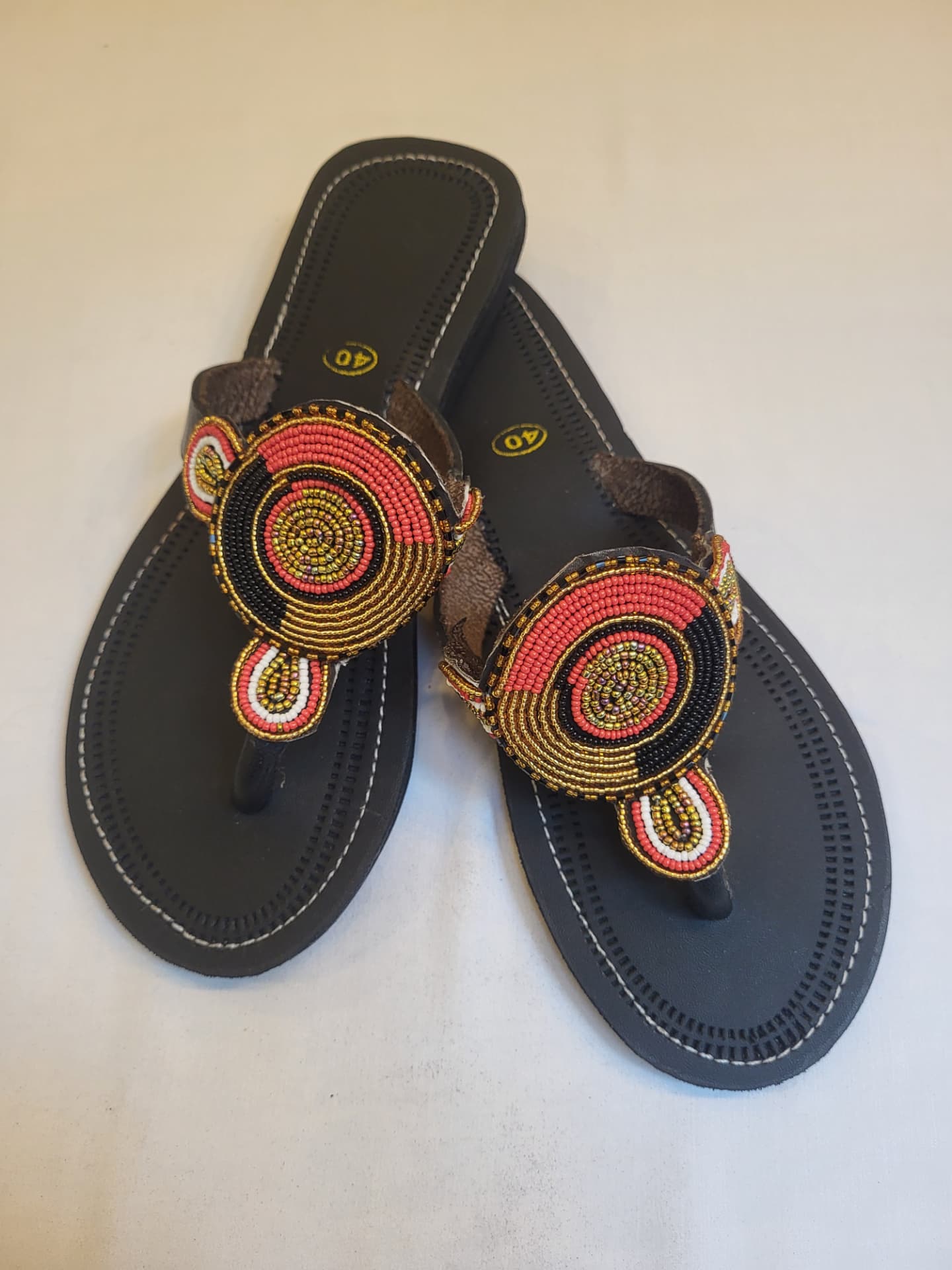 Coral Sun Beaded Sandals