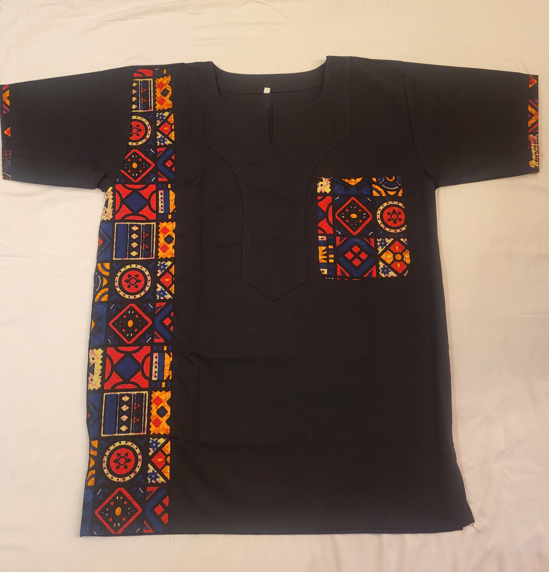 African Print Tunic — Black, Medium